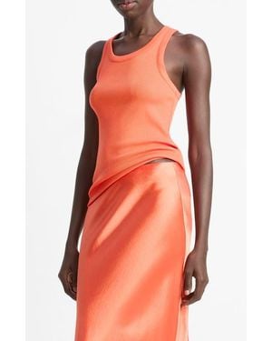 Vince Scoop Neck Rib Tank - Orange