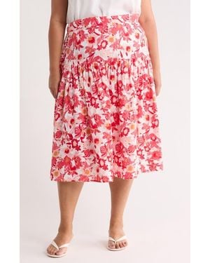 Caslon Cotton Gauze Tiered Midi Skirt