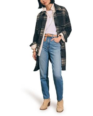 Faherty Cornwall Plaid Longline Jacket - Blue