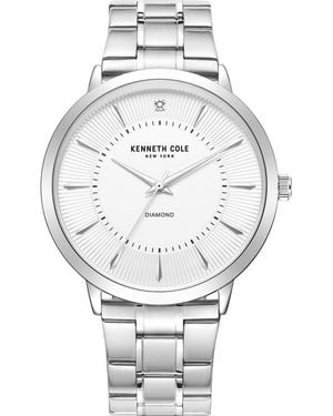 Kenneth Cole Three Hand Quartz Diamond Dial Bracelet Watch, 45Mm - Metallic