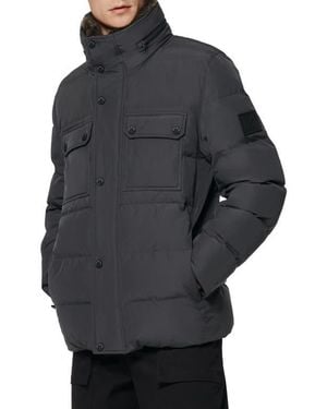 Marc New York Godwin Water Resistant Puffer Coat With Faux Fur Collar - Gray