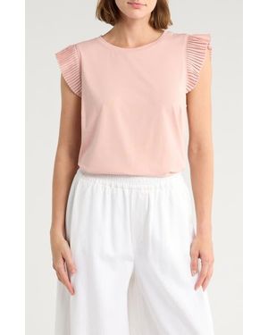 Democracy Mix Media Plissé Sleeve T-Shirt - Multicolor