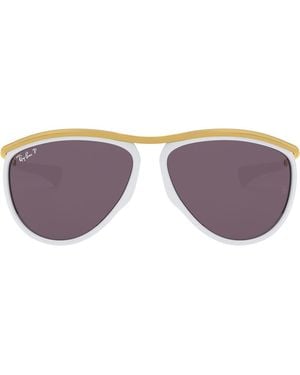 Ray-Ban 59Mm Polarized Aviator Sunglasses - Purple
