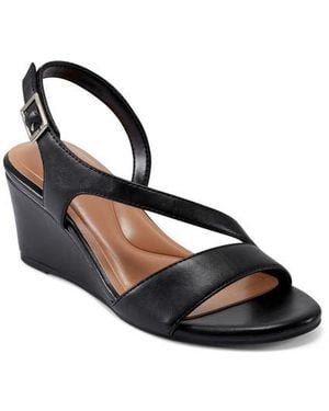 Easy Spirit Sezoe Faux Leather Wedge Sandal - Black