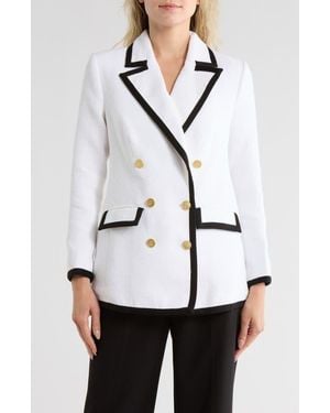 L'Agence Aimee Contrast Trim Blazer - White