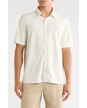Greg Norman Stretch Piqué Button Front Shirt - White