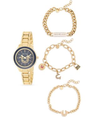 TRUE RELIGION Arched Logo Bracelet Watch, 33.9Mm & Assorted Bracelets Set - White
