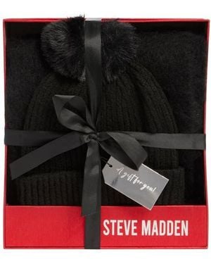 Steve Madden Scarf & Beanie Gift Set - Black