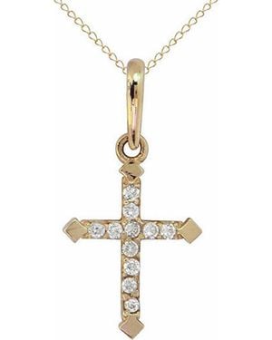 CANDELA JEWELRY 14K Cubic Zirconia Cross Pendant Necklace - Metallic