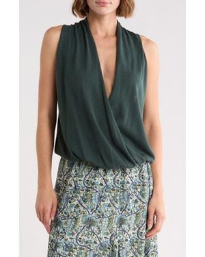 Max Studio Drape Front Top - Blue