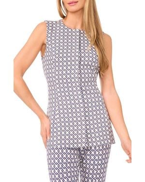 Ted Baker Geo Print Sleeveless Button-Up Tunic - Purple
