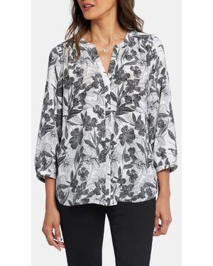 NYDJ Pintuck Blouse - Gray