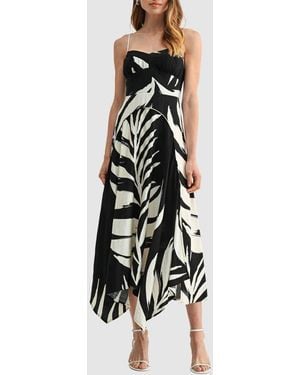 Lush Handkerchief Hem Fit And Flare Midi Dress - Black