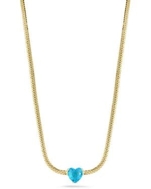 Sphera Milano Cubic Zirconia Heart Snake Chain Necklace - Blue