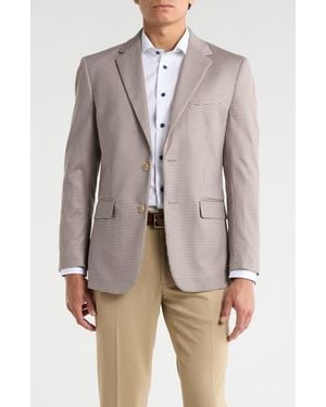 Duchamp Slim Fit Plaid Stretch Knit Sport Coat - Brown