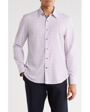 Con.struct Slim Fit Dot Stretch Button-Up Shirt - Purple