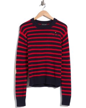 Marc Jacobs Joy Striped Crewneck Sweater - Red