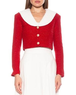 Alexia Admor Clementine Tweed Crop Jacket - Red