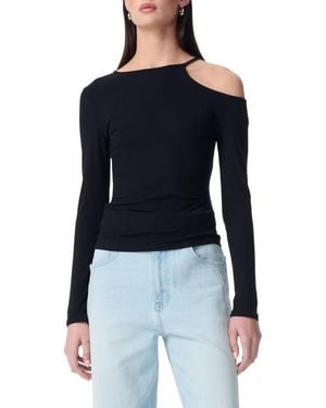 Robert Rodriguez Charlie Cold Shoulder Cutout Long Sleeve Top - Blue