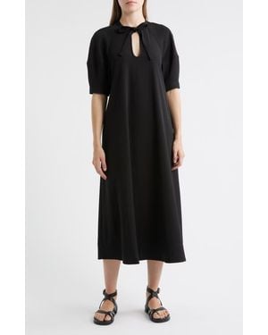 COS Tie Neck Midi Dress - Black