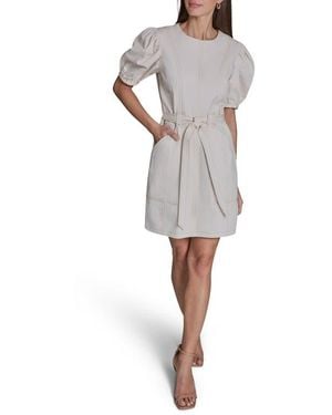 BCBGMAXAZRIA Puff Sleeve Cotton Minidress - Gray