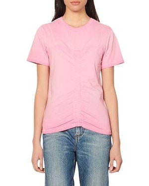 Sandro Lionel Center Ruched Cotton T-Shirt - Red