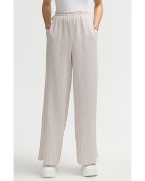 NVLT Side Waist Tie Wide Leg Pants - White