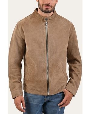 Frye Cafe Leather Racer Jacket - Brown