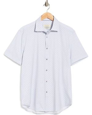 Bugatchi Short Sleeve Woven Shirt - Blue