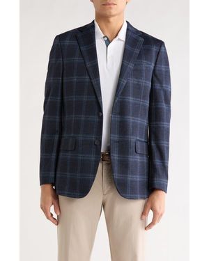 Original Penguin Plaid Notch Lapel Sport Coat - Blue