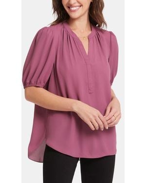 NYDJ Puff Sleeve Popover Top - Pink