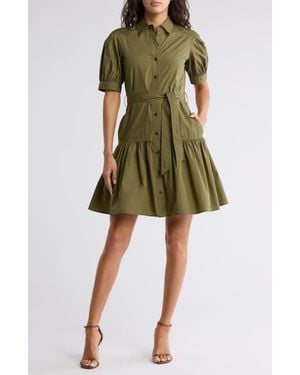10 Crosby Derek Lam Luma Cotton A-Line Shirtdress - Green