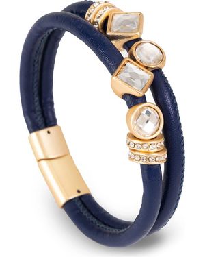 Saachi Glam Accent Faux Leather Bracelet - Blue