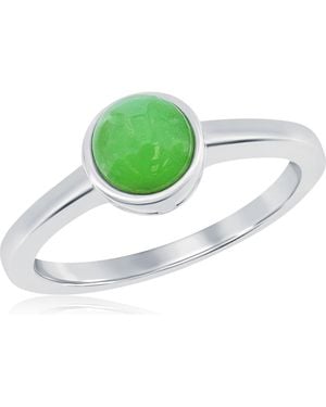 Simona Sterling & Jade Round Ring - Green