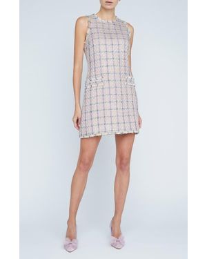 L'Agence Florian Tweed Sleeveless Shift Dress - White