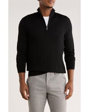 Brooks Brothers Swift Merino Wool Half Zip Pullover - Black