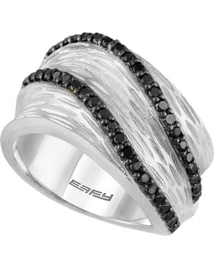Effy Sterling Diamond Wide Band Ring - Metallic