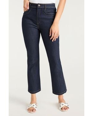 Cinq À Sept Sallie Fringe Trim Flare Crop Jeans - Blue