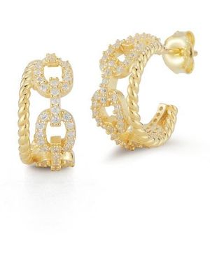 Glaze Jewelry 14K Plated Link Hoop Earrings - White