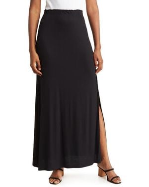Go Couture One Slit Ruffle Maxi Skirt - Black