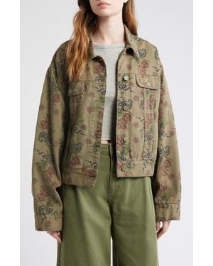 Damson Madder Stacia Overdye Tulip Organic Cotton Denim Jacket - Green