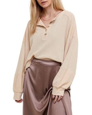 Wishlist Thermal Henley Pullover - Brown