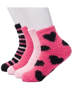 Juicy Couture Assorted 4-Pack Juicy Heart Softee Ankle Socks - Pink