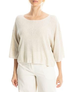 Max Studio Textured Dolman Sleeve Sweater - White