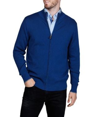 Tailorbyrd Fine Knit Full Zip Jacket - Blue