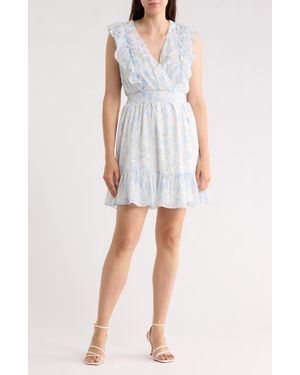 Halogen® Floral Sleeveless Godet Minidress - Blue