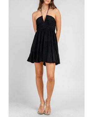 Beivy Notch Front Halter Dress - Black