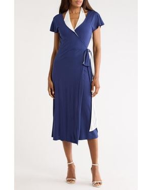 Diane von Furstenberg Kelly Short Sleeve Wrap Dress - Blue
