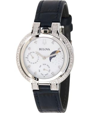 Bulova Rubaiyat Diamond Accent Leather Strap Watch, 40Mm - Black
