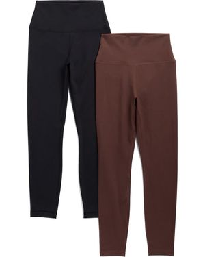 Balance Collection 2-Pack Easy High Waist Crop Leggings - Brown
